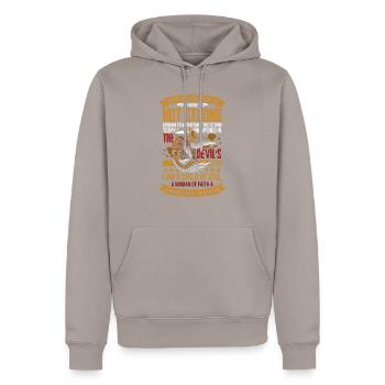 Inspirierende Kampfgebetsaussagen Devotee - Männer Premium Bio Hoodie - Taupe - Vorne - Nico (187cm)