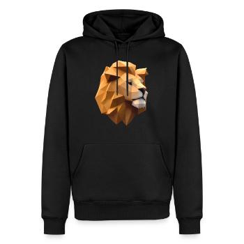 Tête de lion faite de formes géométriques - Sweat à capuche Premium bio Homme - noir - Devant - Nico (187cm)