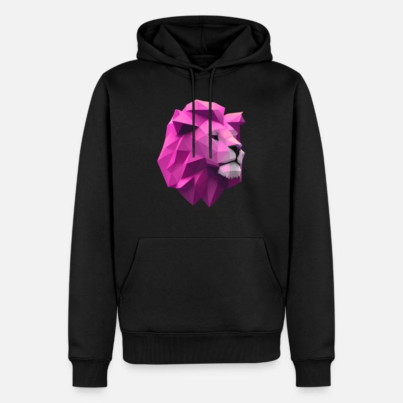 Rose lion Low Poly Art - Sweat à capuche Premium bio Homme - noir