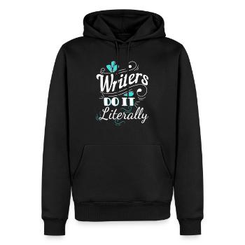 Les écrivains Tom le font littéralement - Sweat à capuche Premium bio Homme - noir - Devant - Nico (187cm)