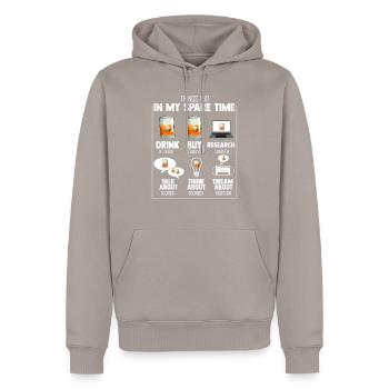 Lustig Meine Freizeit Obsessionen trinken - Männer Premium Bio Hoodie - Taupe - Vorne - Nico (187cm)