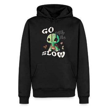 Go with the slow - Men’s Premium Organic Hoodie - black - Front - Nico (187cm)