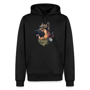 German Shepherd The Explorer - Men’s Premium Organic Hoodie - black - Front - Nico (187cm)