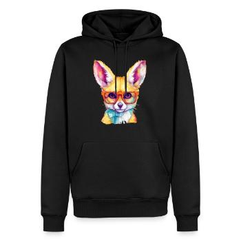 Olu le fennec - Sweat à capuche Premium bio Homme - noir - Devant - Nico (187cm)