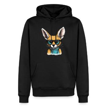 Roro der Fennek - Männer Premium Bio Hoodie - Schwarz - Vorne - Nico (187cm)