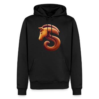 Buchstabe S mit Pferd - Männer Premium Bio Hoodie - Schwarz - Vorne - Nico (187cm)