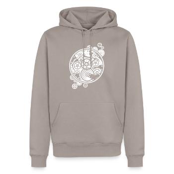 Humorvoll backe ich, weil es wichtig ist, Leute zu schlagen - Männer Premium Bio Hoodie - Taupe - Vorne - Nico (187cm)
