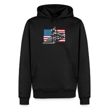 Humorvolle Eisenbahn-Enthusiasten-Symbole Dampfmaschine - Männer Premium Bio Hoodie - Schwarz - Vorne - Nico (187cm)