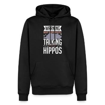 Funny Start Talking About Hippopotamus Sarcastic - Men’s Premium Organic Hoodie - black - Front - Nico (187cm)