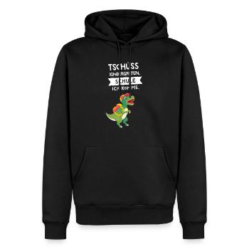 Tschüss Kindergarten, Hallo Schule. Einschulung - Männer Premium Bio Hoodie - Schwarz - Vorne - Nico (187cm)