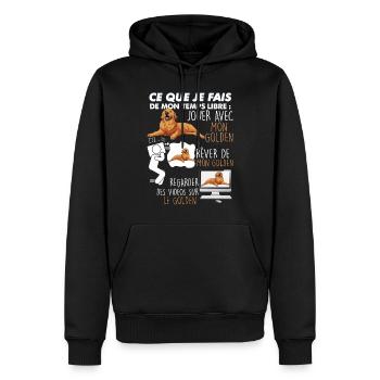 Chien golden de race Mon Golden Humour Chien - Sweat à capuche Premium bio Homme - noir - Devant - Nico (187cm)