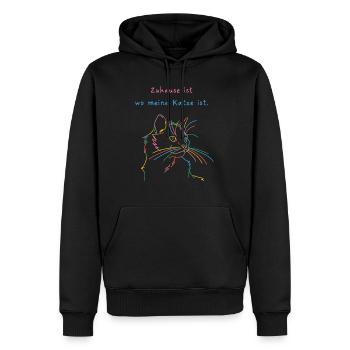 Zuhause ist wo meine Katze ist - Männer Premium Bio Hoodie - Schwarz - Vorne - Nico (187cm)