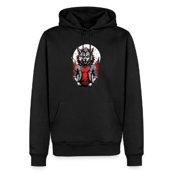 WERWOLF Teenager 1 - Männer Premium Bio Hoodie - Schwarz - Vorne - Nico (187cm)