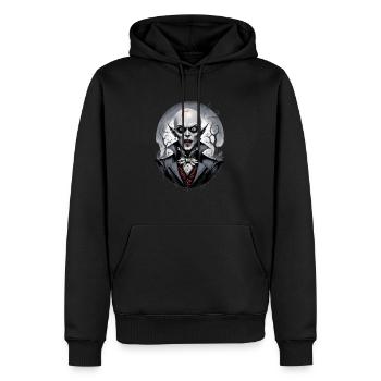 un vampire souriant 10 - Sweat à capuche Premium bio Homme - noir - Devant - Nico (187cm)