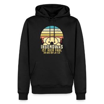 Irgendwas ist hier Faul OH DAS BIN JA ICH - Männer Premium Bio Hoodie - Schwarz - Vorne - Nico (187cm)