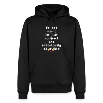 Lustig, ich bin nicht klein, ich bin nur kompakt, sagt Wortspiel - Männer Premium Bio Hoodie - Schwarz - Vorne - Nico (187cm)