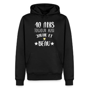 40 ans cadeau anniversaire homme humour beauf - Sweat à capuche Premium bio Homme - noir - Devant - Nico (187cm)