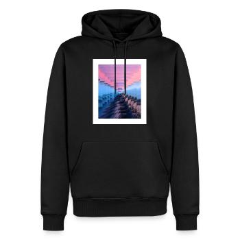 Mist-shrouded landscape - Men’s Premium Organic Hoodie - black - Front - Nico (187cm)
