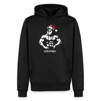 Fitness Noël | T-Shirt Muscles - Sweat à capuche Premium bio Homme - noir - Devant - Nico (187cm)