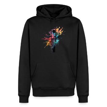 Conception de croix Christianisme chrétien et orthodoxe - Sweat à capuche Premium bio Homme - noir - Devant - Nico (187cm)