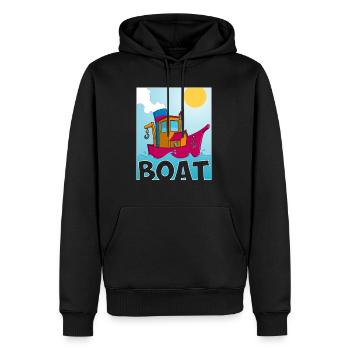 Colorful image of a funny tugboat - Men’s Premium Organic Hoodie - black - Front - Nico (187cm)