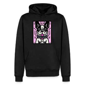 Niedlicher Frenchie - Pink - Männer Premium Bio Hoodie - Schwarz - Vorne - Nico (187cm)