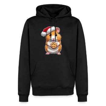 Hamster mit Keks , Süßer Hamster , Weihnachten - Männer Premium Bio Hoodie - Schwarz - Vorne - Nico (187cm)