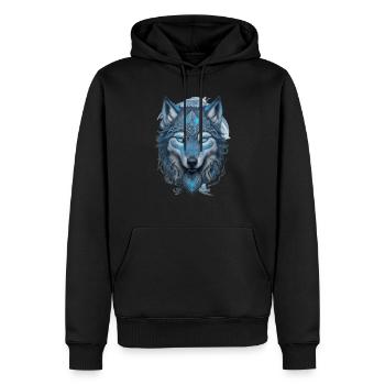 Wolf mit keltischen Mustern - Männer Premium Bio Hoodie - Schwarz - Vorne - Nico (187cm)