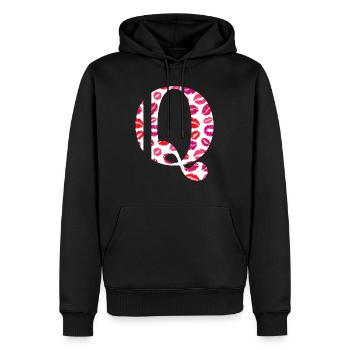 Lettre q bisous - Sweat à capuche Premium bio Homme - noir - Devant - Nico (187cm)