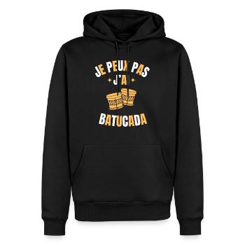 je peux pas J'ai Batucada - humour musique - Sweat à capuche Premium bio Homme - noir - Devant - Nico (187cm)