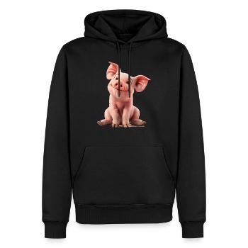 Les porcelets, comme les humains, sont omnivores - Sweat à capuche Premium bio Homme - noir - Devant - Nico (187cm)