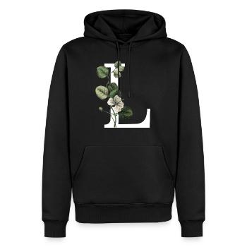 lettre l botanique vert - Sweat à capuche Premium bio Homme - noir - Devant - Nico (187cm)