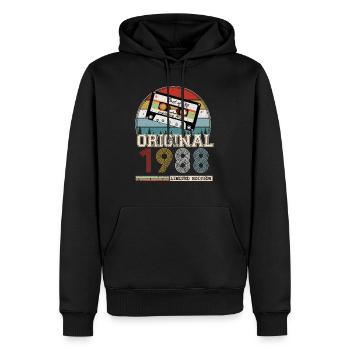 Vintage 1988 Cadeau Anniversaire 36 ans - Sweat à capuche Premium bio Homme - noir - Devant - Nico (187cm)
