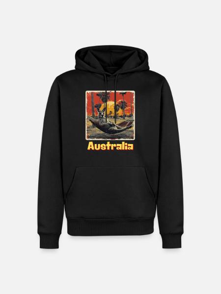 Kenguru Australia Laiska loma rentoutuminen - Premium luomulaatuinen miesten huppari - musta