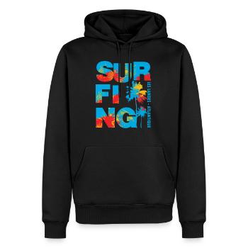 010s SURFING - Sweat à capuche Premium bio Homme - noir - Devant - Nico (187cm)