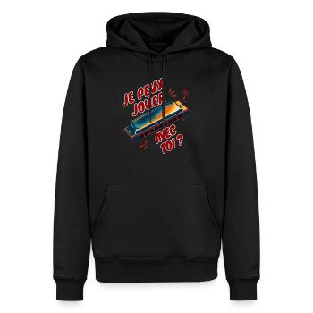 Je peux jouer avec toi ? - Sweat à capuche Premium bio Homme - noir - Devant - Nico (187cm)