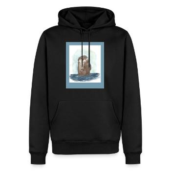 240328 Loutre 2 - Sweat à capuche Premium bio Homme - noir - Devant - Nico (187cm)