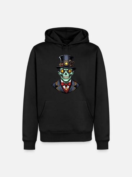 Gruseliger Halloween Steampunk Ghul - Männer Premium Bio Hoodie - Schwarz