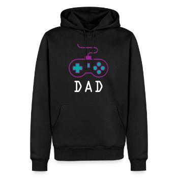 Papa Gamer - Sweat à capuche Premium bio Homme - noir - Devant - Nico (187cm)