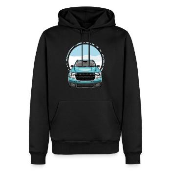 Pickup front view - Men’s Premium Organic Hoodie - black - Front - Nico (187cm)