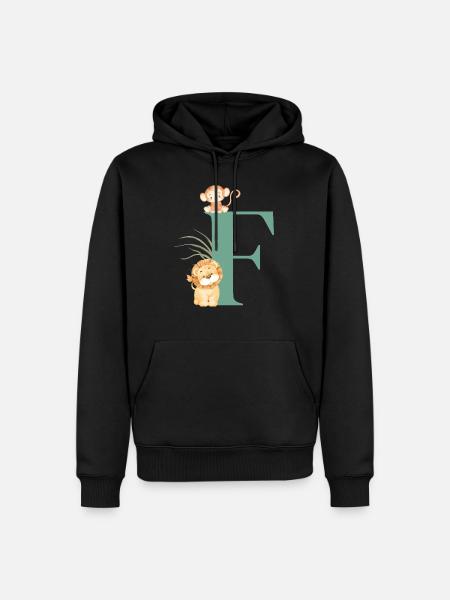 Letter f green jungle animals - Men’s Premium Organic Hoodie - black