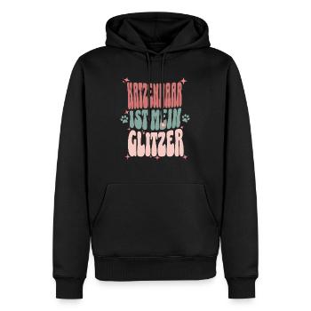 Katzenhaar ist mein Glitzer Lustiges Retro Design - Männer Premium Bio Hoodie - Schwarz - Vorne - Nico (187cm)