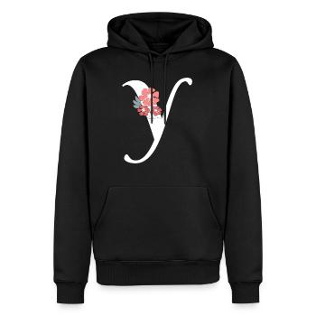 Letter and Minimalist Flowers - Men’s Premium Organic Hoodie - black - Front - Nico (187cm)