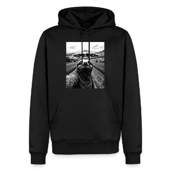 Faultier Selfie mit Alien UFO Lustiges Faultier - Männer Premium Bio Hoodie - Schwarz - Vorne - Nico (187cm)