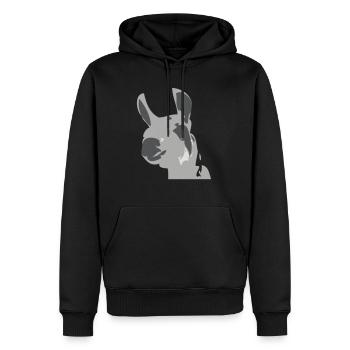 lama - Männer Premium Bio Hoodie - Schwarz - Vorne - Nico (187cm)