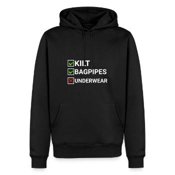 Kilt Dudelsack Unterwäsche Schottische Checkliste - Männer Premium Bio Hoodie - Schwarz - Vorne - Nico (187cm)