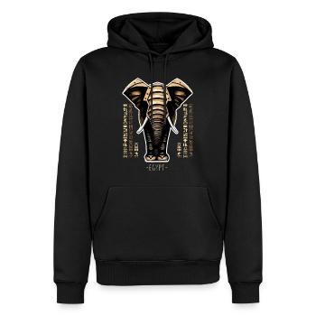 Illustration astucieuse éléphants avec hiéroglyphes - Sweat à capuche Premium bio Homme - noir - Devant - Nico (187cm)