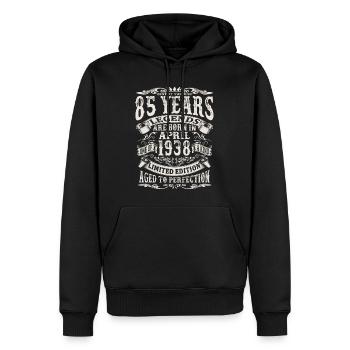 April 1938 - 85 Jahre alt - 85. Geburtstag - Männer Premium Bio Hoodie - Schwarz - Vorne - Nico (187cm)