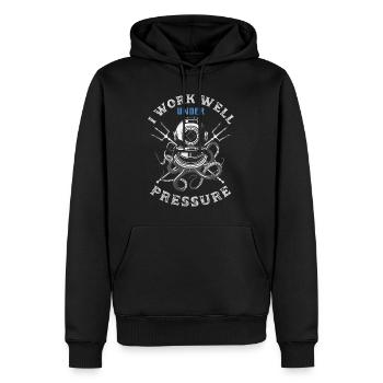 23F 0321 bk - Sweat à capuche Premium bio Homme - noir - Devant - Nico (187cm)