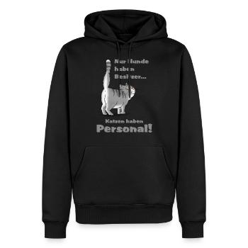 Nur Hunde haben Besitzer - Katzen haben Personal - - Männer Premium Bio Hoodie - Schwarz - Vorne - Nico (187cm)